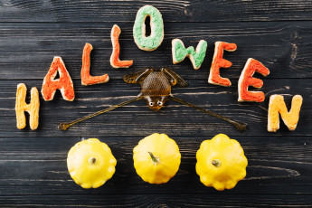 Картинка праздничные хэллоуин буквы паук праздник печеньки