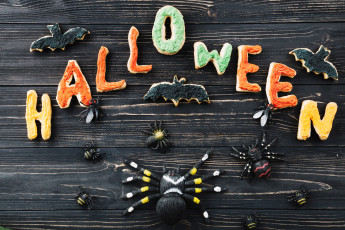 Картинка праздничные хэллоуин праздник буквы печеньки паук