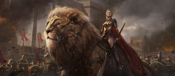 Картинка фэнтези красавицы+и+чудовища conquerors blades giant lion sovereign spears shield swords weapons men ken army power