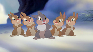 обоя мультфильмы, bambi 2, заяц, пять, снег