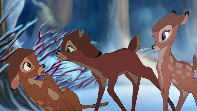 Обои картинки фото мультфильмы, bambi 2, олененок, трое
