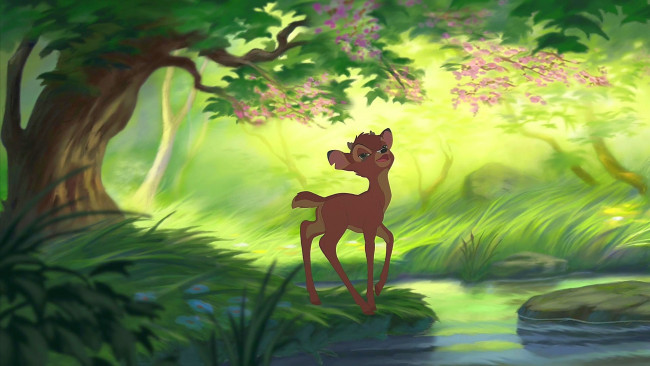 Обои картинки фото мультфильмы, bambi 2, растения, олененок