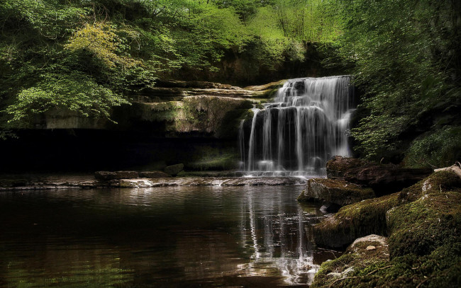 Обои картинки фото природа, водопады, водоём, камни, скалы, водопад