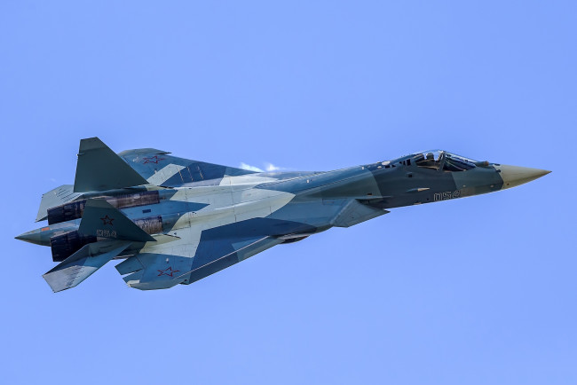 Обои картинки фото t-50 pak-fa , su-57, авиация, боевые самолёты, истребитель