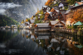 Картинка города гальштат+ австрия горы озеро дома гальштат