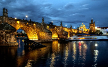 Картинка города прага+ Чехия влтава мост река