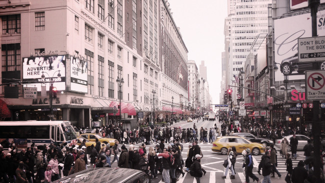 Обои картинки фото города, нью-йорк , сша, здания, толпа, перекресток, люди, улица, дома