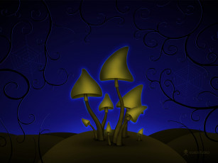 Картинка рисованное vladstudio грибы холмы паутина