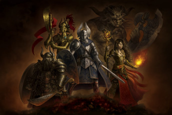 Картинка видео игры guild wars мечи шлем доспехи воители