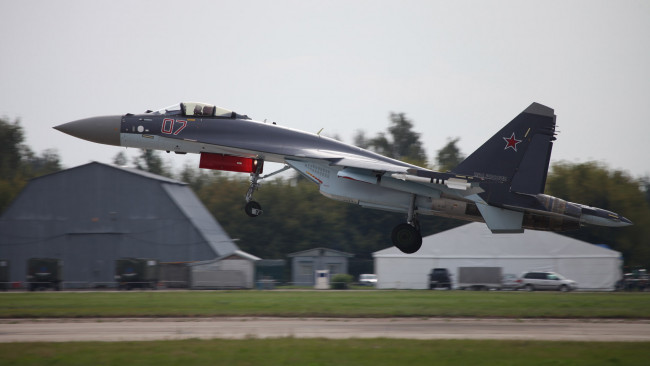 Обои картинки фото авиация, боевые самолёты, взлёт, окб, сухого, flanker-t, maks-2013, су-35с, ввс, россии