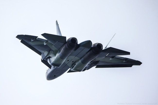 Обои картинки фото авиация, боевые самолёты, небо, пак, фа, т-50, владислав, перминов, истребитель, самолет, многоцелевой