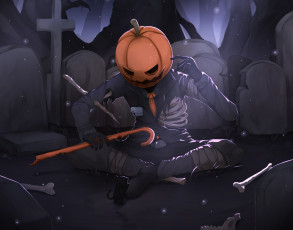 Картинка праздничные хэллоуин джек - покоритель тыкв хеллоуин котёнок тыква скелет