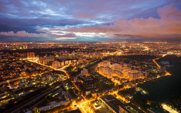 Картинка города москва+ россия небо облака панорама огни