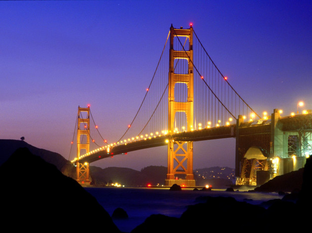 Обои картинки фото golden, gate, bridge, from, baker, beach, san, francisco, california, города, сан, франциско, сша