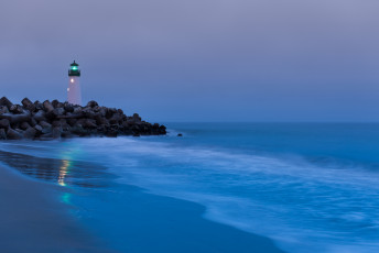 Картинка природа маяки свет калифорния сша песок берег камни океан прибой