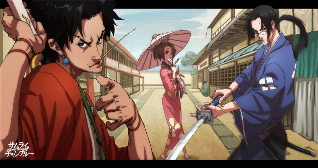 Обои картинки фото аниме, samurai champloo, mugen, fuu, jin