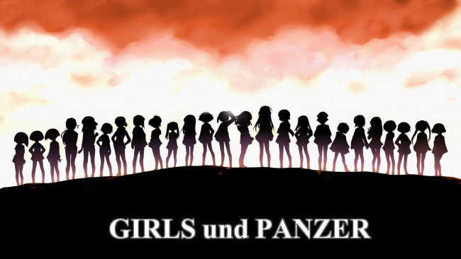 Обои картинки фото girls und panzer, аниме, девушки, силуэт