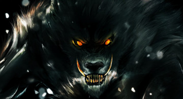 Картинка фэнтези оборотни волк оскал зубы ярость оборотень тьма взгляд глаза