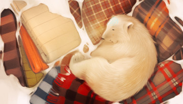 Картинка рисованное животные +медведи медведь сон спит одеяло