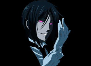Картинка аниме kuroshitsuji улыбка умиление демон фон дворецкий снимает перчатка взгляд себастьян