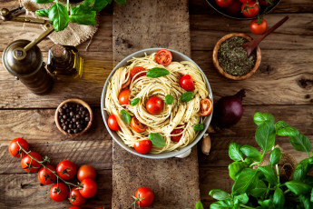 Картинка еда макаронные+блюда pasta специи помидоры tomato спагетти макароны spice томаты