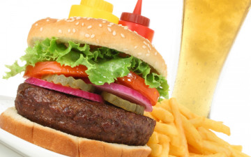 Картинка еда бутерброды +гамбургеры +канапе beer tomato cutlet bun hamburger fast food пиво помидор котлета булочка гамбургер