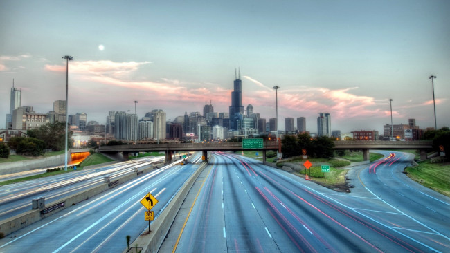 Обои картинки фото города, Чикаго , сша, шоссе