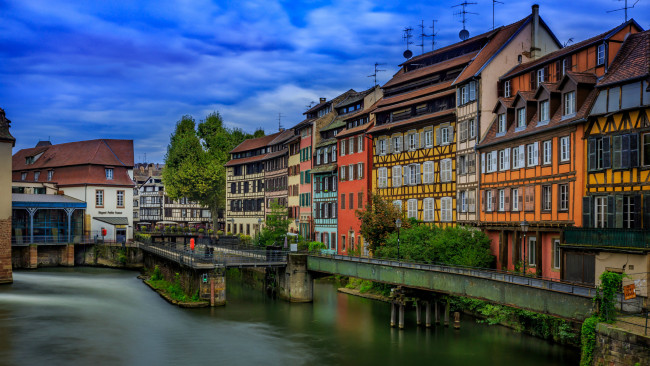Обои картинки фото города, страсбург , франция, канал, мост, дома