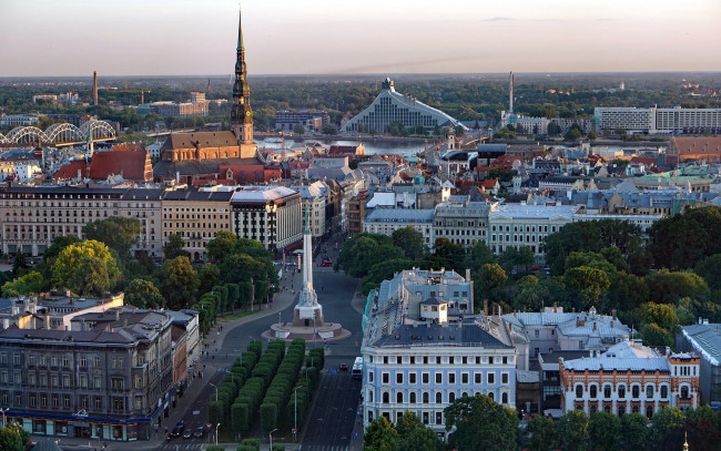 Обои картинки фото города, рига , латвия, панорама