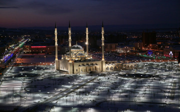 обоя города, мечети, медресе, ночь, красиво, грозный, мечеть