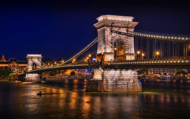 Обои картинки фото chain, bridge, budapest, города, будапешт, венгрия