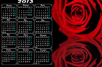 Картинка календари цветы розы капли