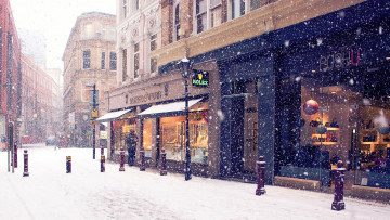 Картинка улица города улицы площади набережные зима снегопад магазины