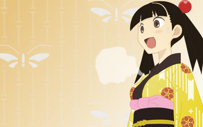 Обои картинки фото sayonara, zetsubo, sensei, аниме, кимоно, девочка