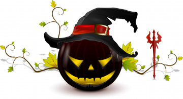 обоя праздничные, хэллоуин, scary, pumpkin, creepy, devil, stick, witch, hat, halloween