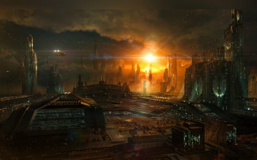 Картинка фэнтези иные+миры +иные+времена будущее мегаполис