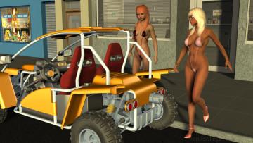Картинка автомобили 3d+car&girl взгляд девушки автомобиль фон