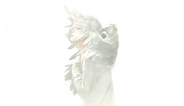 Картинка аниме животные +существа парень re art белый птица