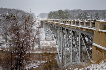 Картинка города -+мосты мост река деревья зима pine river cooley bridge пайн michigan мичиган снег
