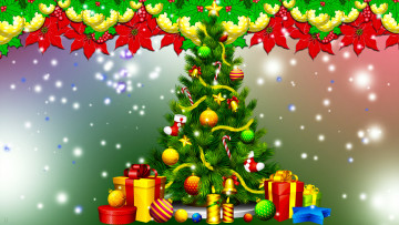 Картинка праздничные векторная+графика+ новый+год графика подарки новогодняя елка