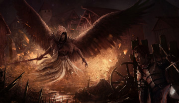Картинка фэнтези демоны меч крылья фон существо рыцарь мужчина