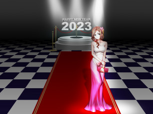Картинка праздничные 3д+графика+ новый+год новый 2023 год аниме девушки платье