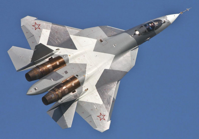 Обои картинки фото авиация, боевые самолёты, russian, fighter, jet, su-57, air, force