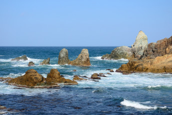 обоя природа, побережье, волны, камни, море