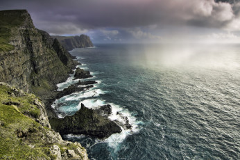 Картинка природа побережье скалы faroe islands океан фарерские острова