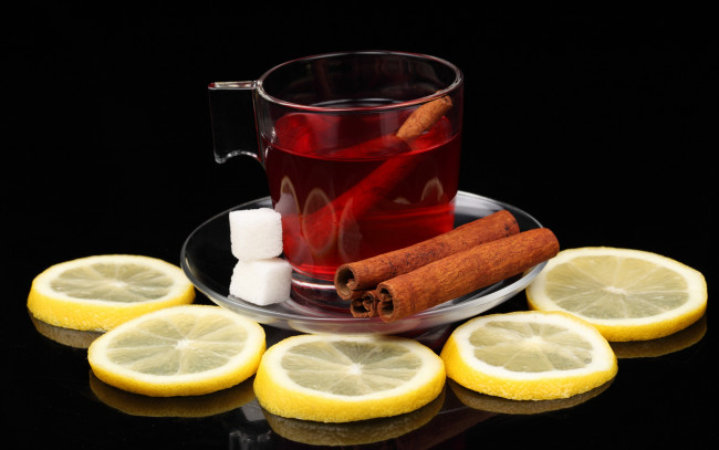 Обои картинки фото еда, напитки, Чай, лимон, сахар, чай