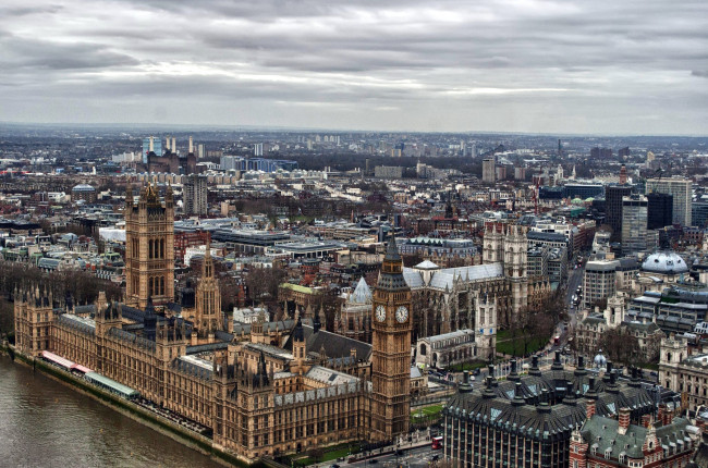 Обои картинки фото города, лондон, великобритания, парламент, панорама, река