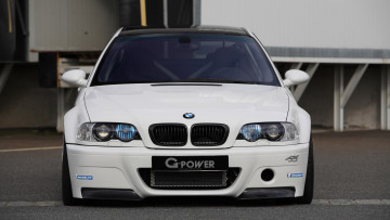 Картинка автомобили bmw g-power передок тюнинг бмв e46 m3 white белый