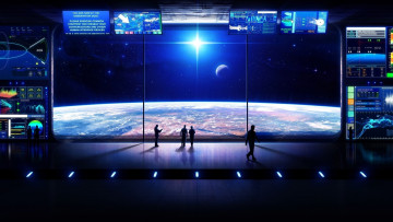 Картинка фэнтези космические+корабли +звездолеты +станции космическая люди управление космос отсек станция