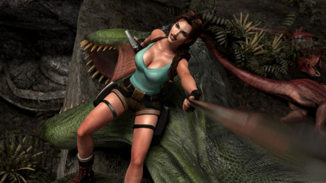 Обои картинки фото видео игры, tomb raider , other, девушка, оружие, фон